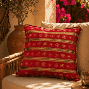 Red Boho Pillow Cover, Tribal Kilim Design — Ember